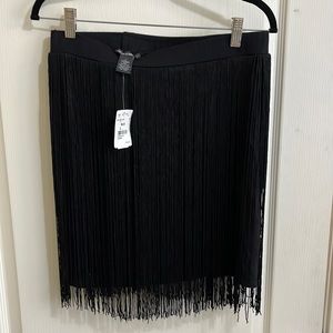 Womens Chelsea & theodore black skirt with fringe, size large